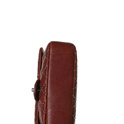 Chanel Studded Calfskin Lambskin Paris Dallas Flap Brown 12 of 15