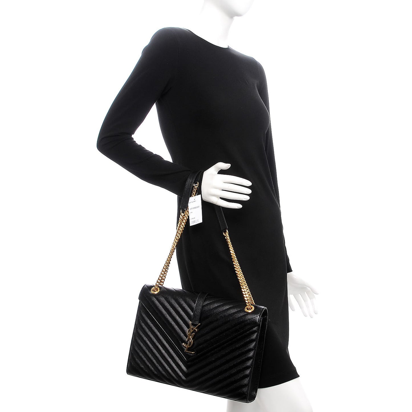Grain De Poudre Matelasse Chevron Large Monogram Satchel Black