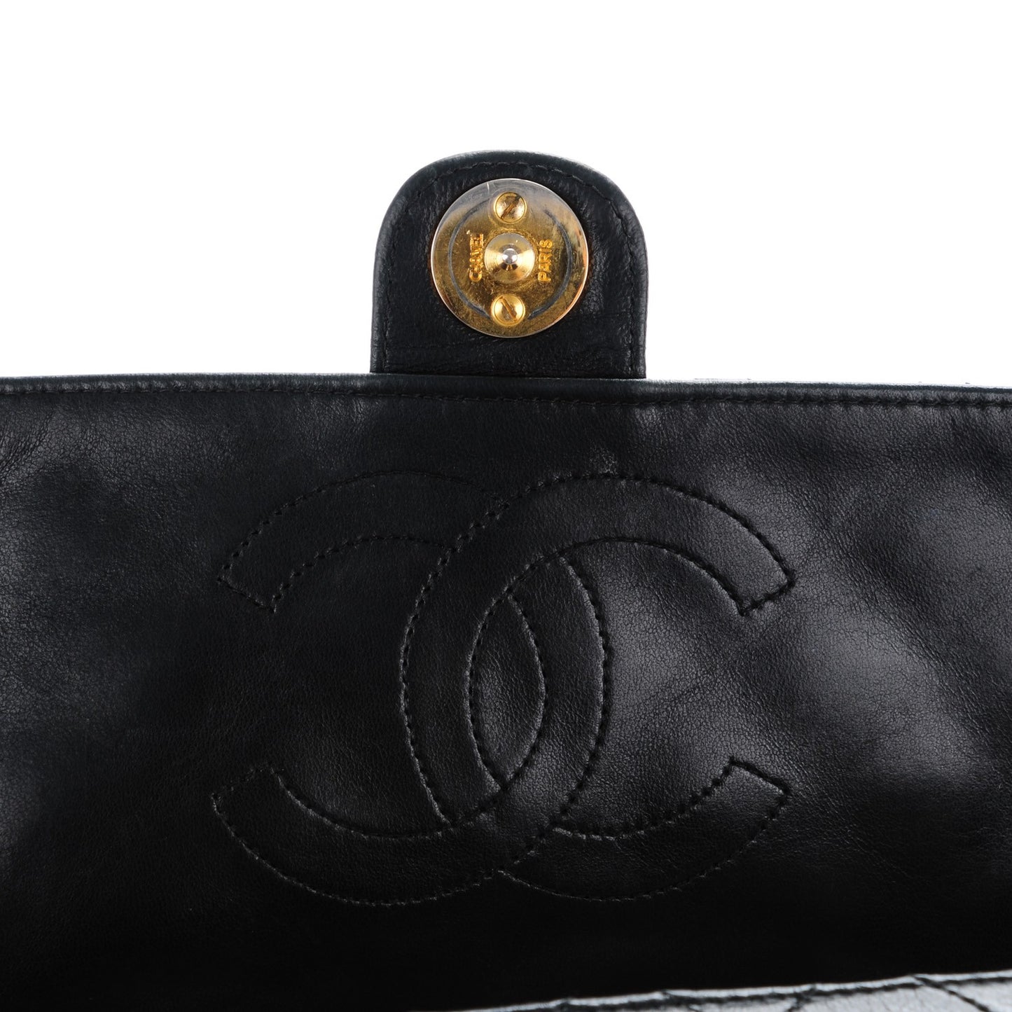 Lambskin Quilted Medium Single Flap Black