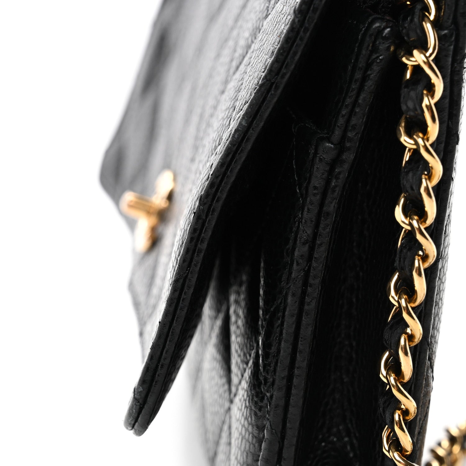 Chanel Caviar Quilted CC Turnlock Wallet On Chain WOC Black 12 of 13