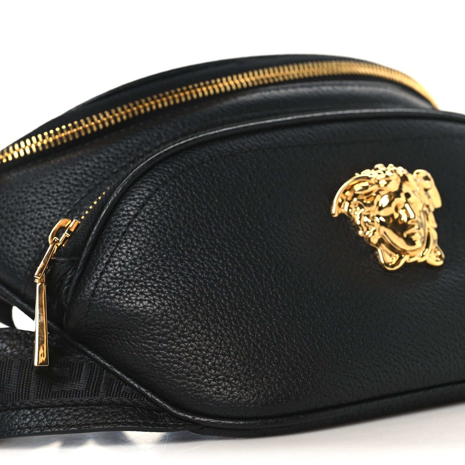 Versace Calfskin Double Zip Medusa Belt Bag Black 8 of 9