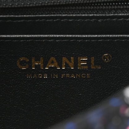 Chanel Tweed Quilted Mini Rectangular Flap Black Orange Blue 6 of 10
