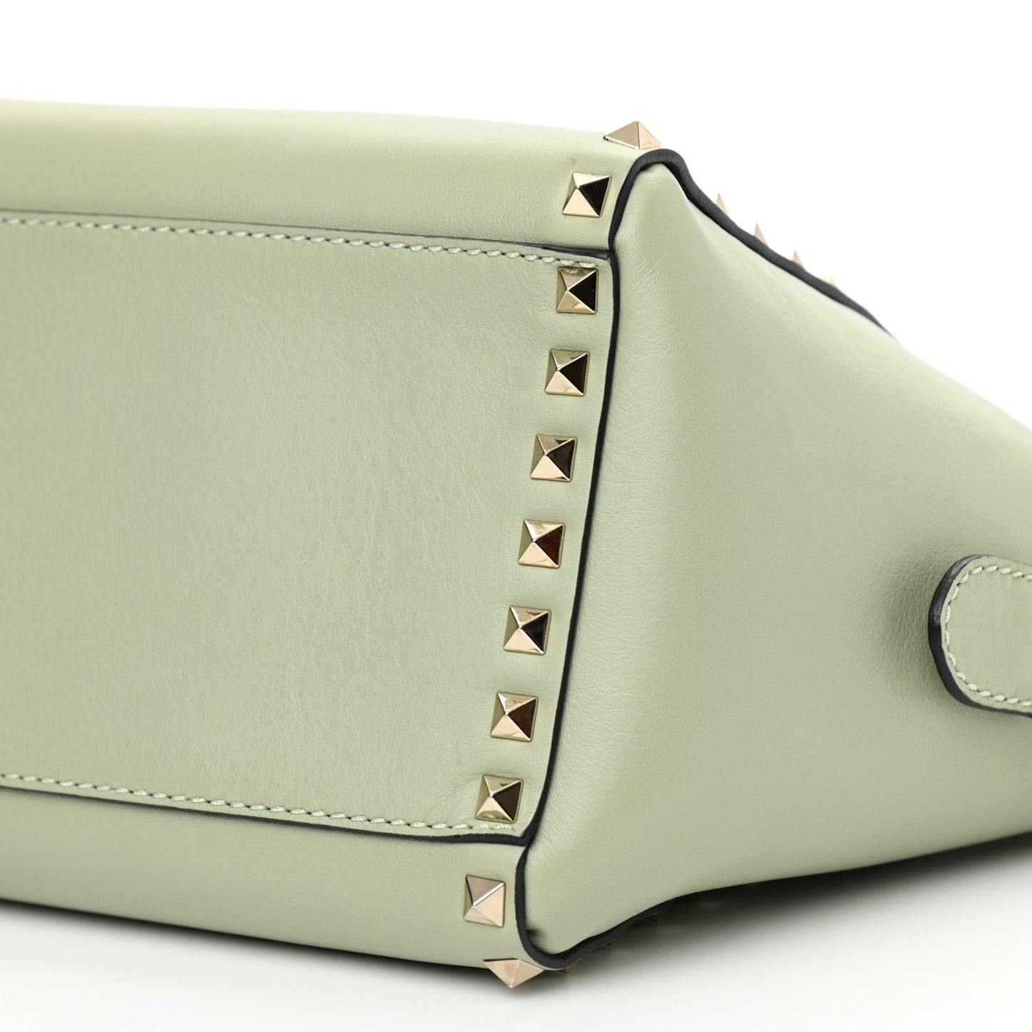 Vitello Small Rockstud Double Handle Tote Green Tea Sorbet