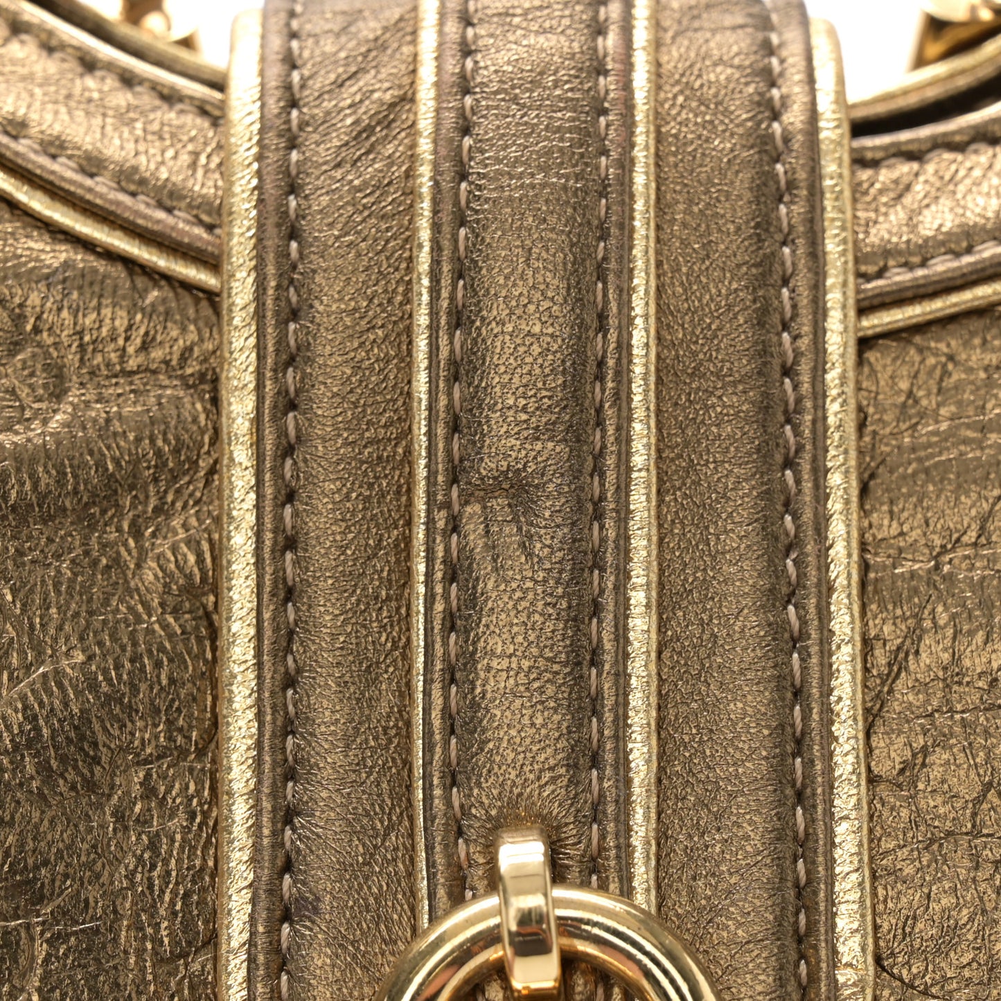 Metallic Calfskin Monogram Embossed Theda PM Gold