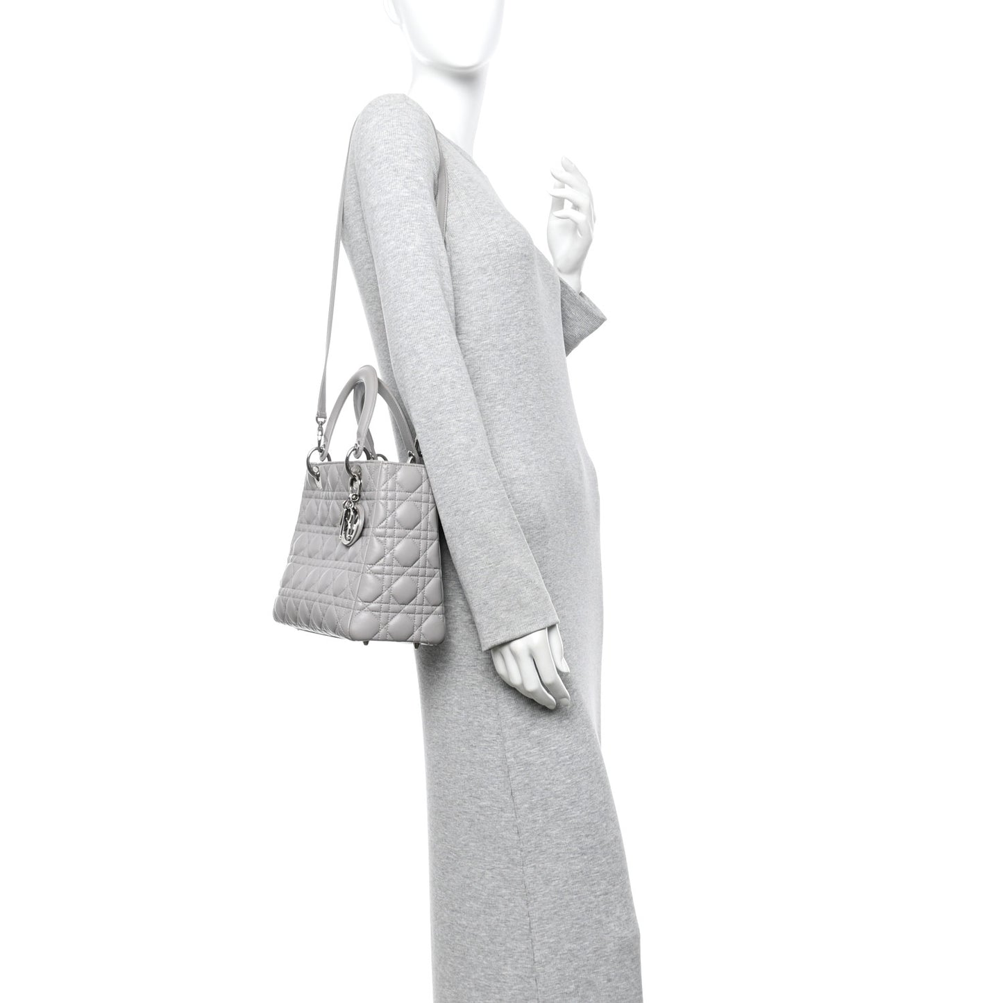Lambskin Cannage Medium Lady Dior Grey