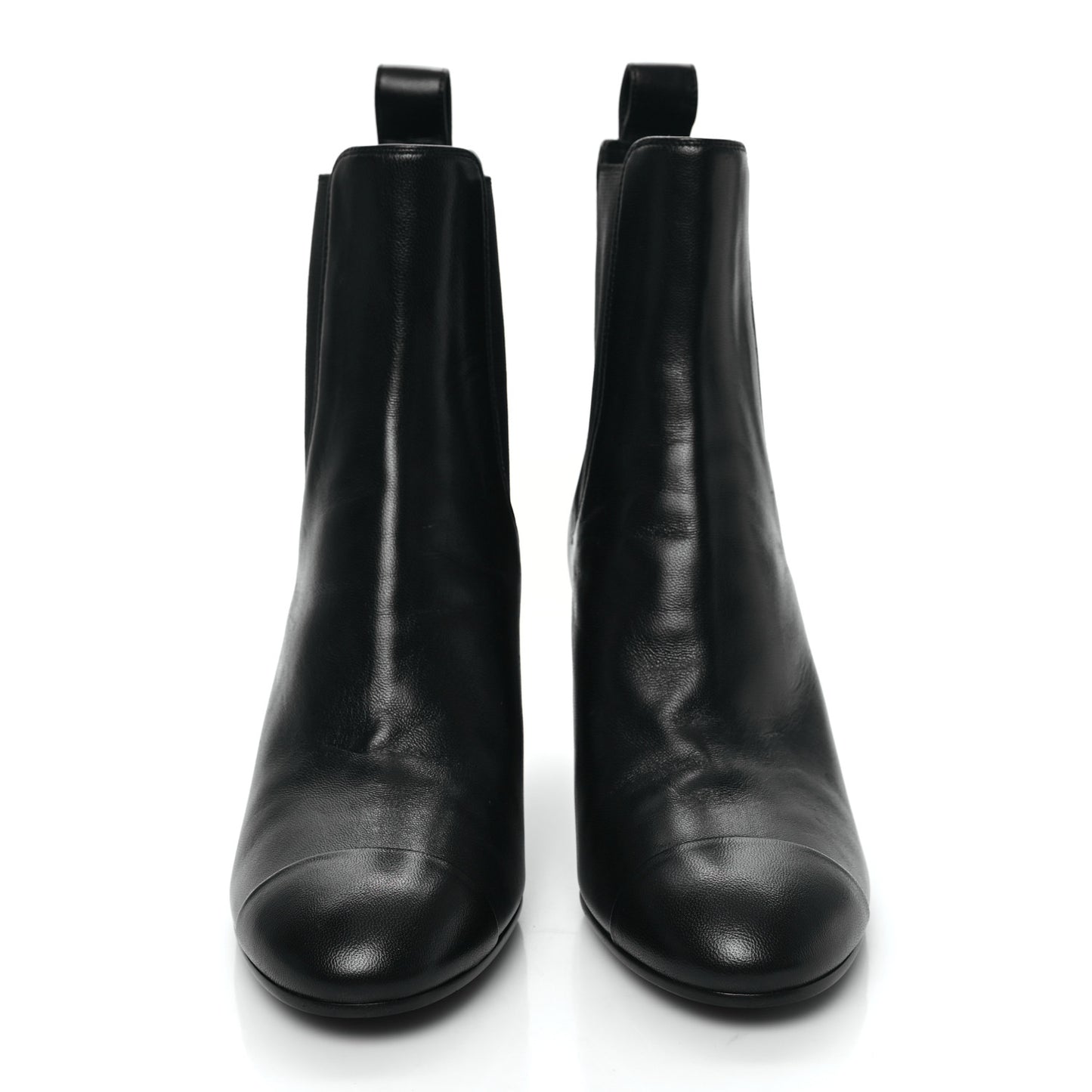 Lambskin Cap Toe CC Short Ankle Boots 39.5 Black