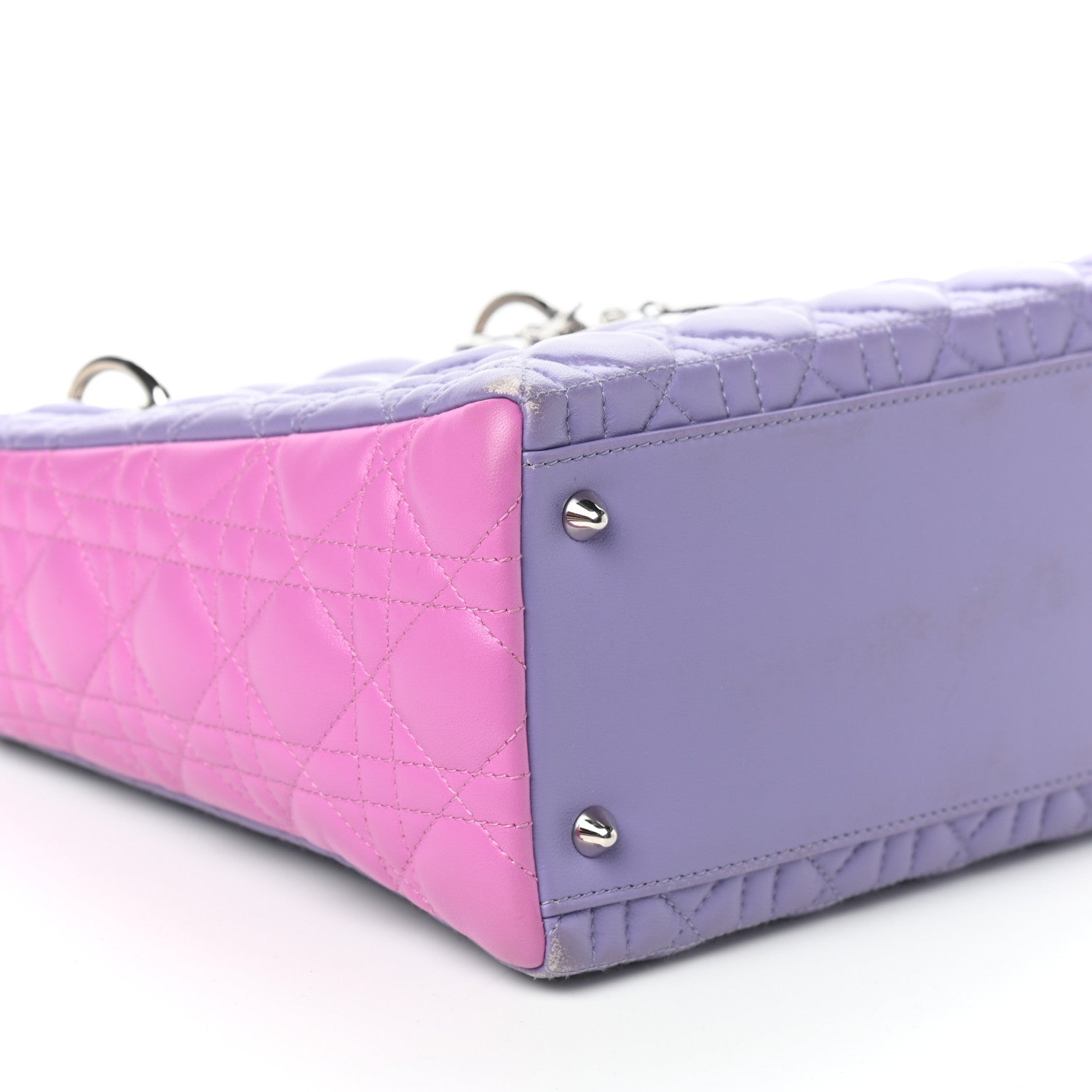 Christian Dior Lambskin Cannage Medium Bi-Color Lady Dior Pink Purple 8 of 14