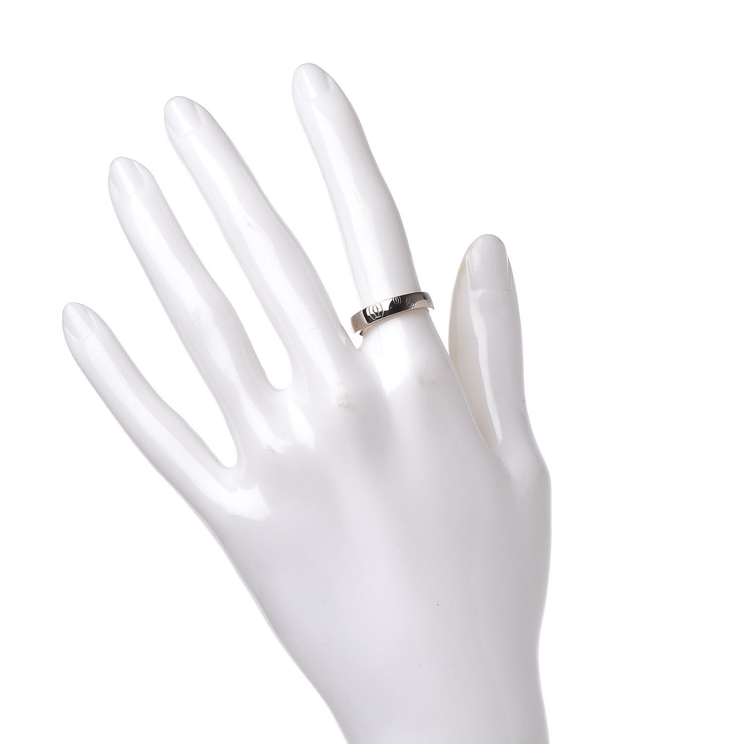 18K White Gold 4mm Happy Birthday Band Ring 51 6
