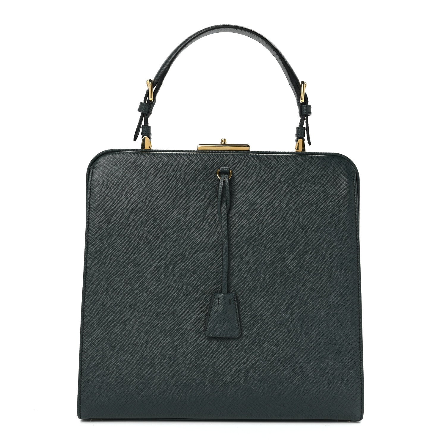 Prada Saffiano Lux Framed Bag Smeraldo 1 of 11