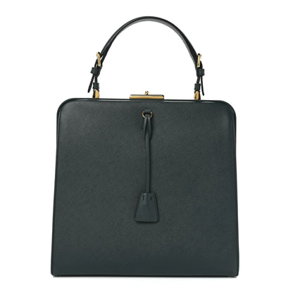 Prada Saffiano Lux Framed Bag Smeraldo 1 of 11