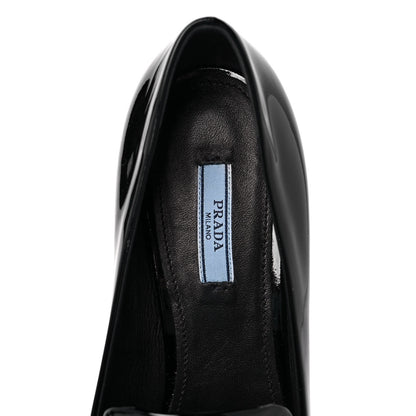 Prada Vernice Metal Triangle Logo Loafers 37 Black 7 of 8
