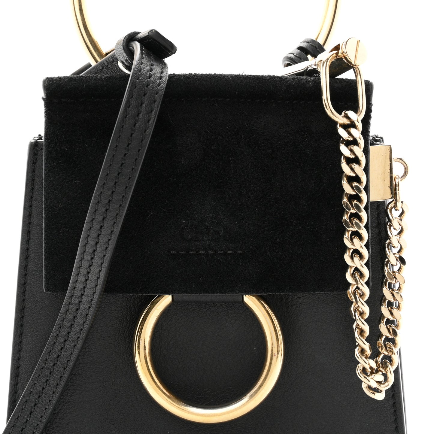 Suede Calfskin Mini Faye Bracelet Bag Black
