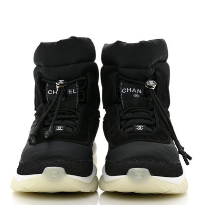 Chanel Nylon Suede Womens Short Boots 39 Black 2 of 9