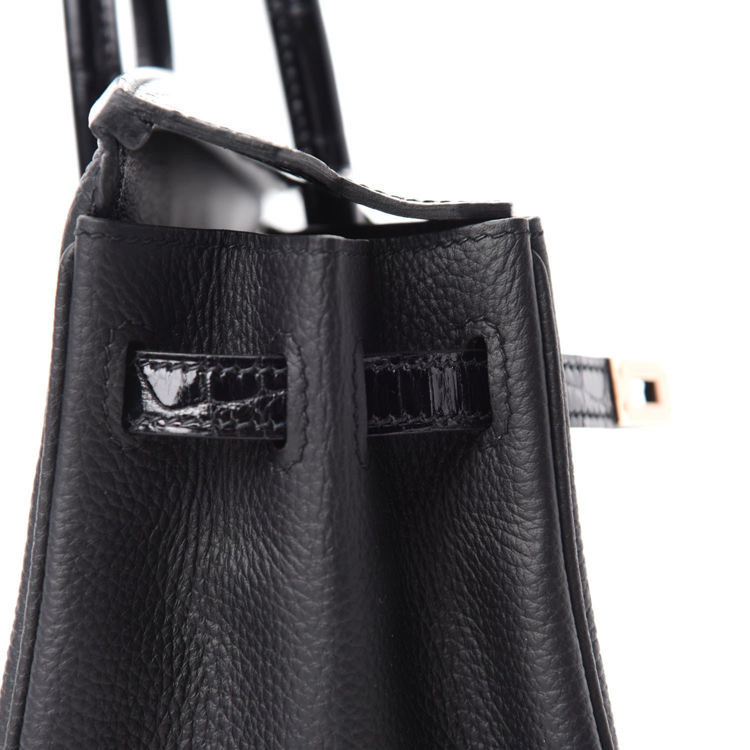 Hermes Togo Shiny Niloticus Crocodile Birkin Touch 25 Black 15 of 36
