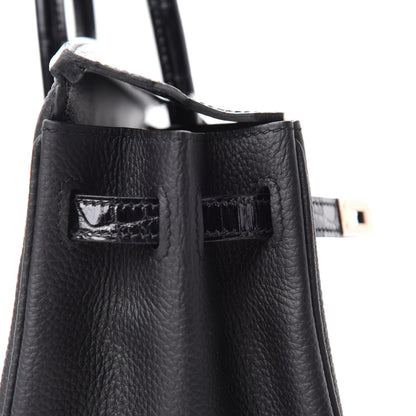 Hermes Togo Shiny Niloticus Crocodile Birkin Touch 25 Black 15 of 36
