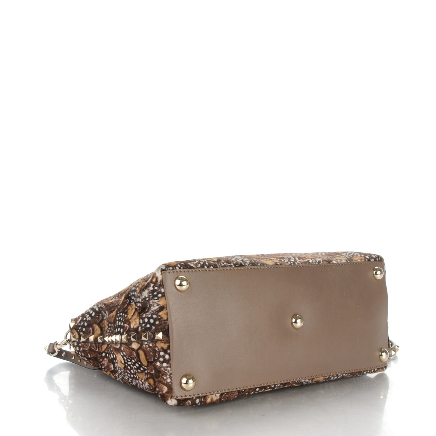 Calf Hair Feather Rockstud Dome Satchel
