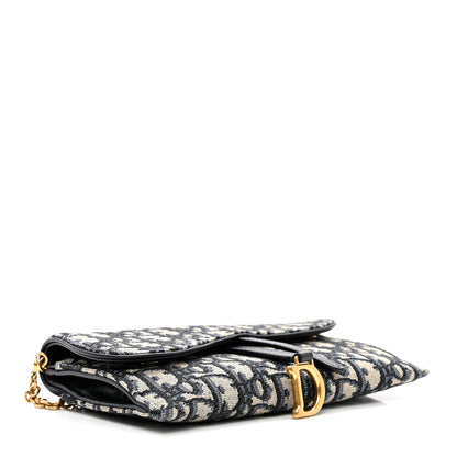 Christian Dior Oblique Saddle Chain Long Wallet Blue 4 of 6