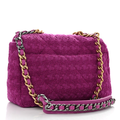 Chanel Tweed Quilted Medium Chanel 19 Flap Magenta 3 of 10