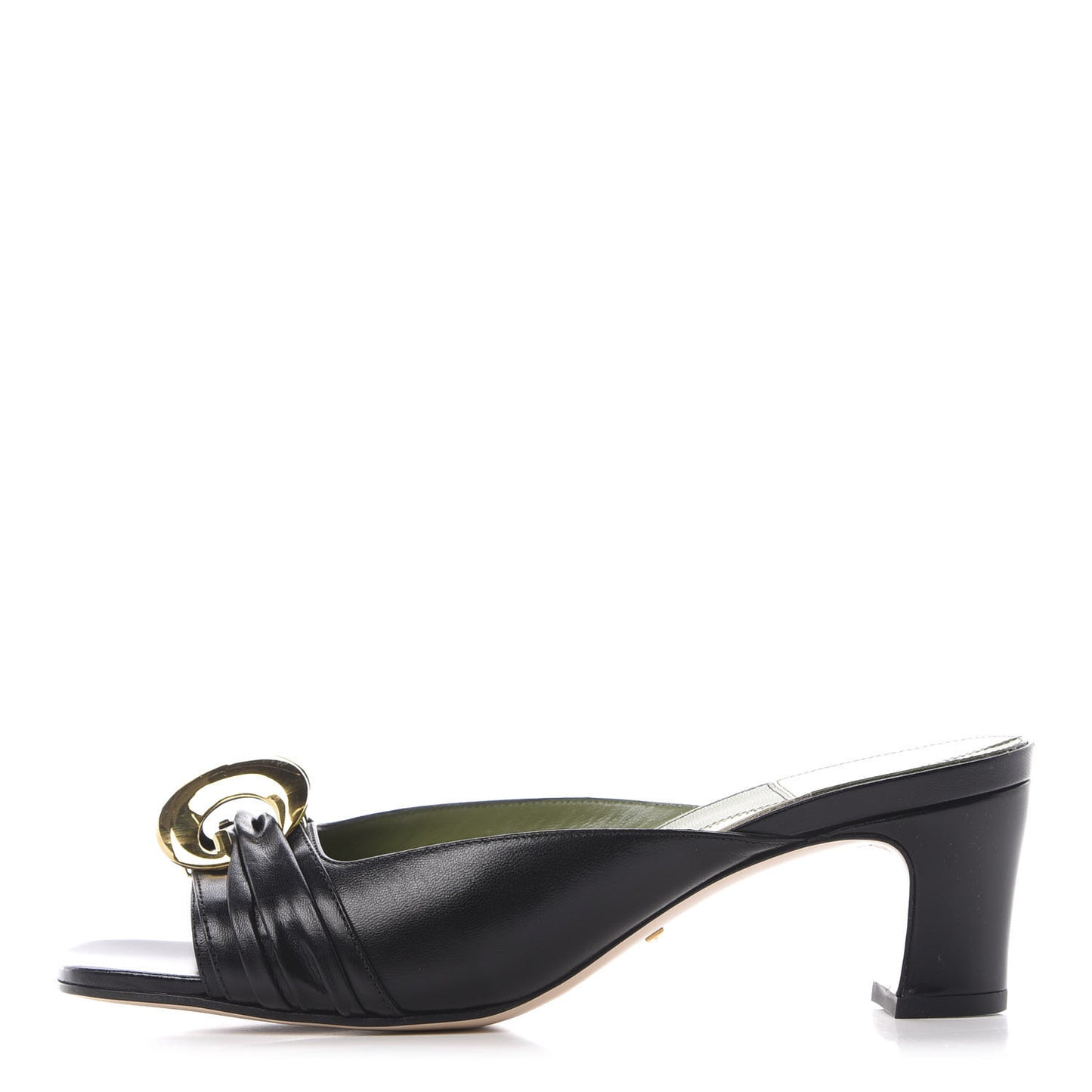 Malaga Kid Half Moon GG Square Toe Slide Sandals 38.5 Black