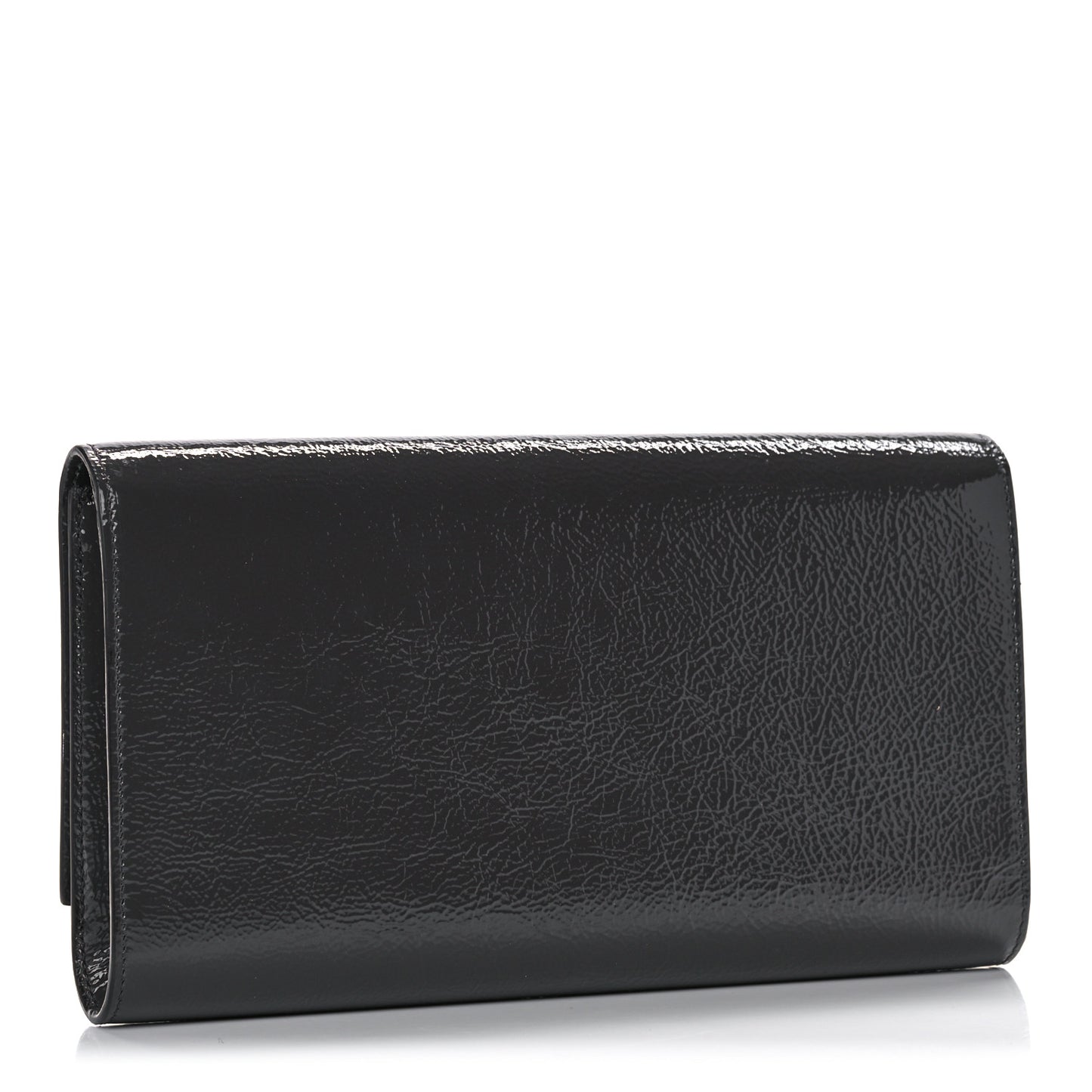 Textured Patent Calfskin Large Belle De Jour Clutch Dark Brown