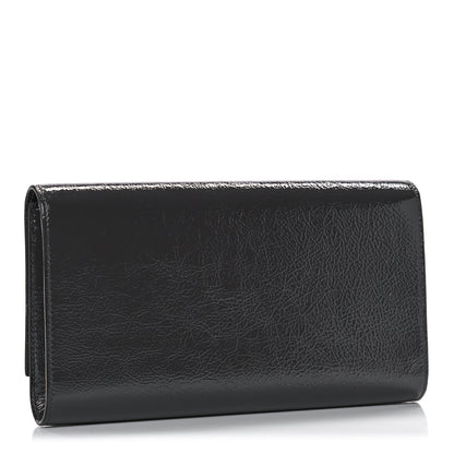 Saint Laurent Textured Patent Calfskin Large Belle De Jour Clutch Dark Brown 3 of 9