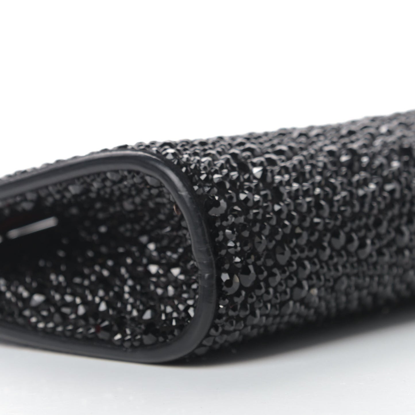 Suede Crystal Strass Small Palmette Clutch Black