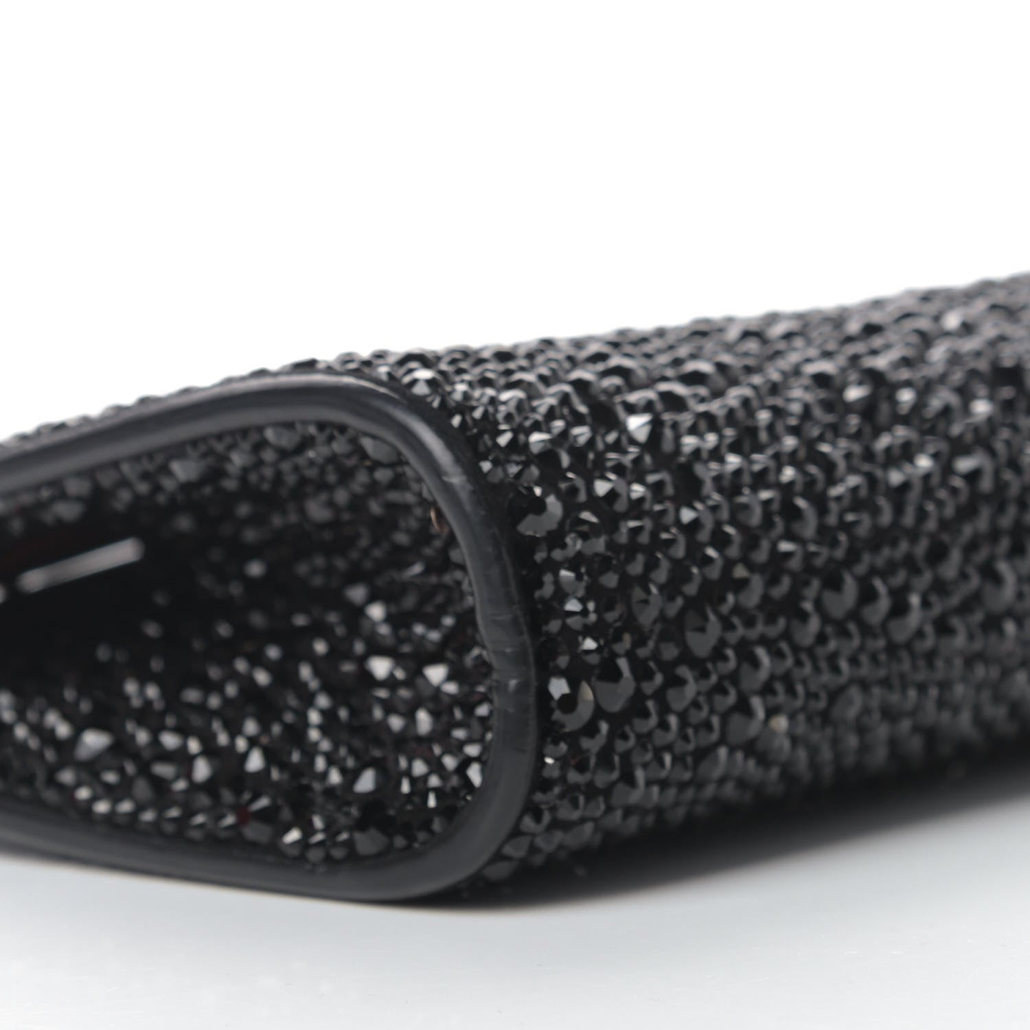 Christian Louboutin Suede Crystal Strass Small Palmette Clutch Black 7 of 8