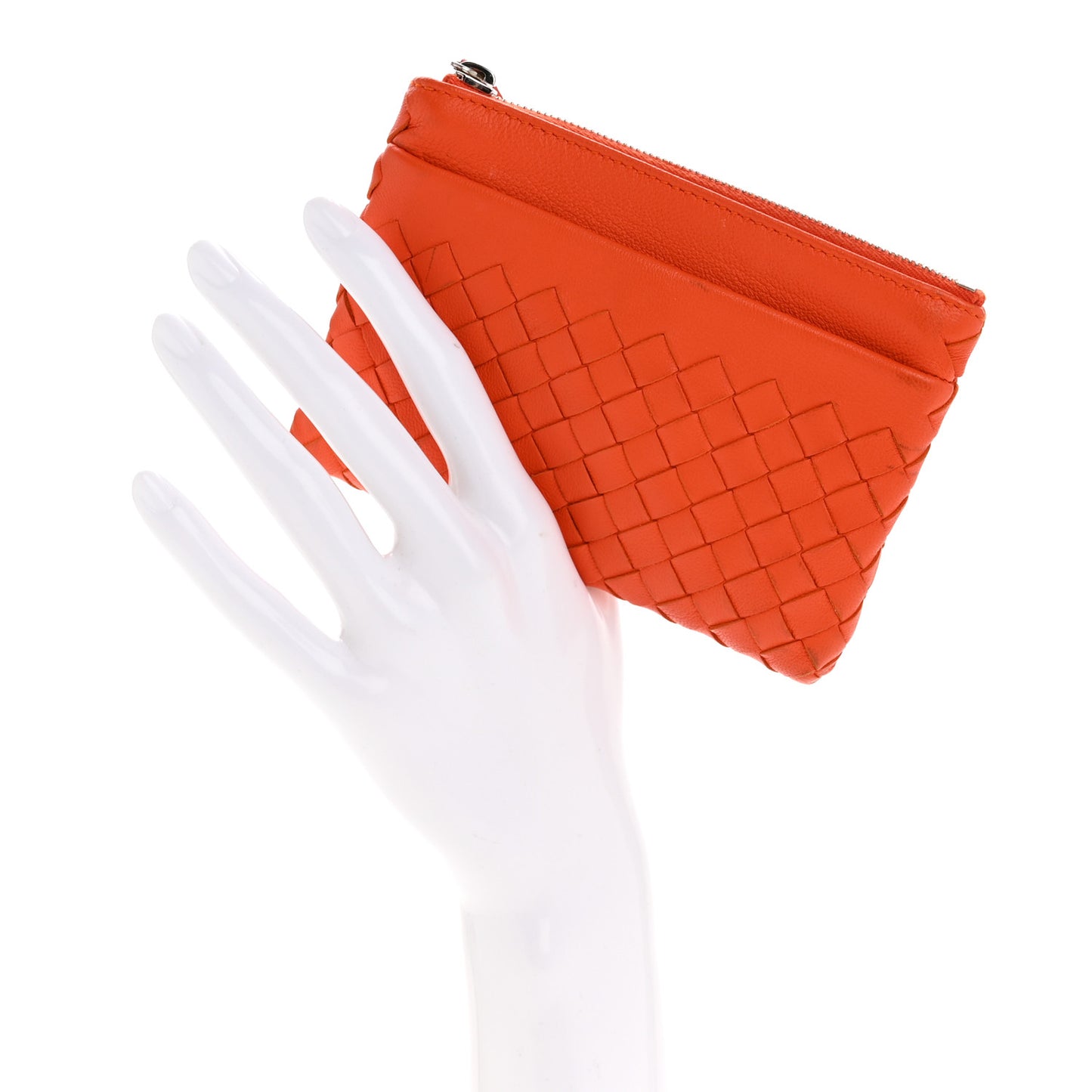 Nappa Intrecciato Key Case Orange