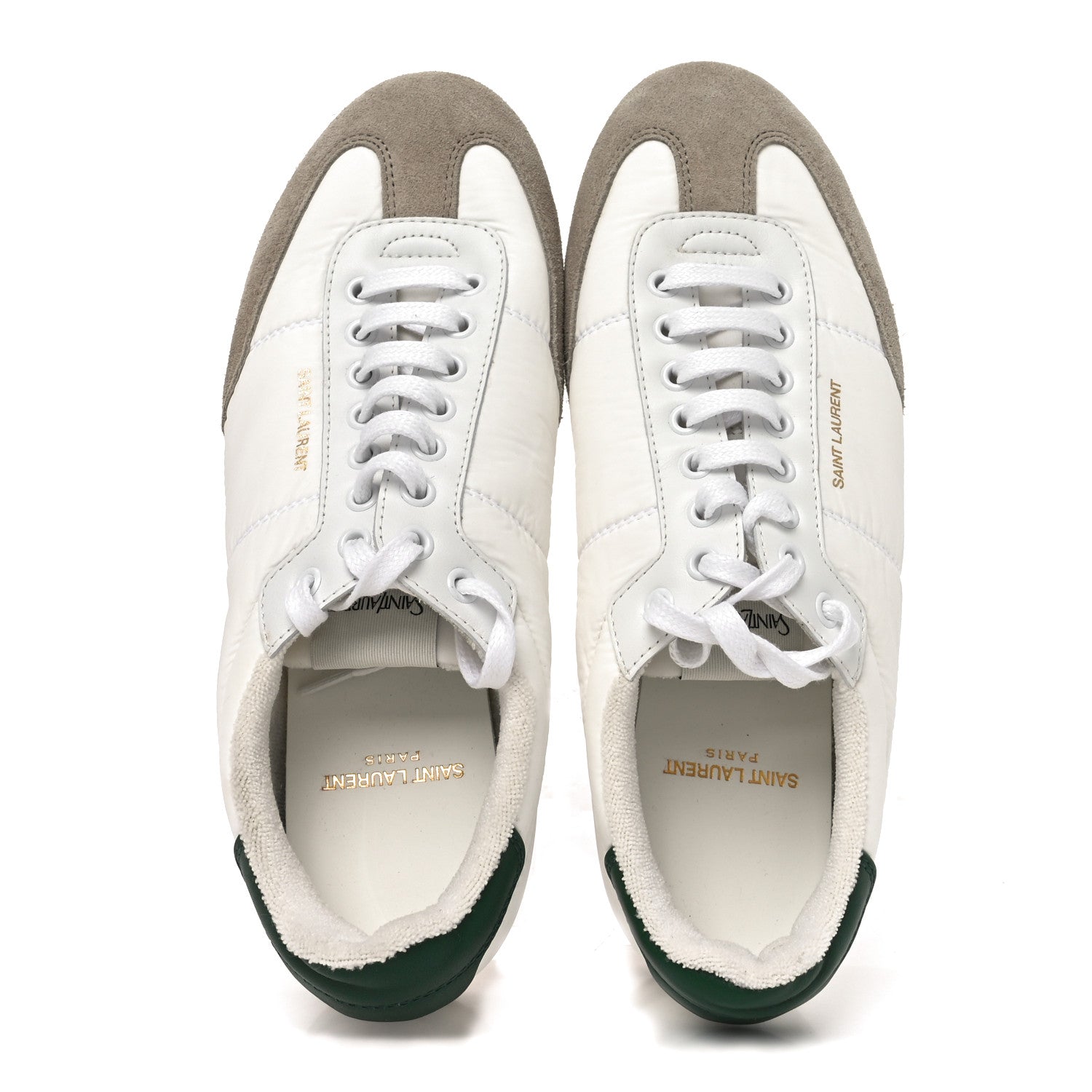 Saint Laurent Suede Nylon Aston Sneakers 40 White Green 2 of 8