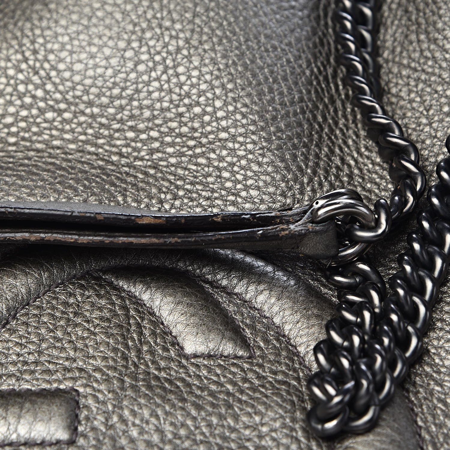 Gucci Metallic Pebbled Calfskin Large Soho Chain Shoulder Bag Sasso 13 of 16