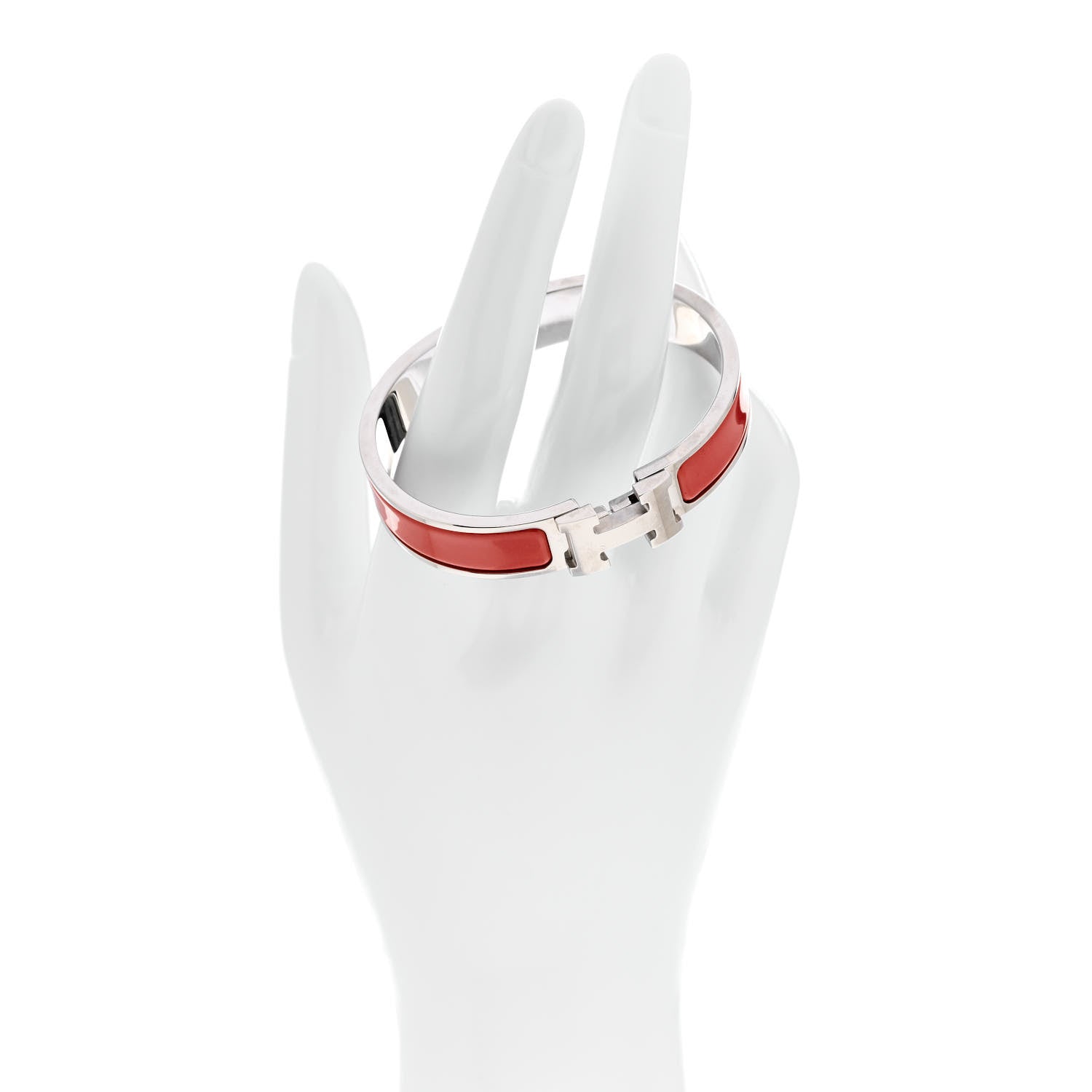 Hermes Enamel Narrow Clic Clac H Bracelet GM Rose Patch 2 of 5