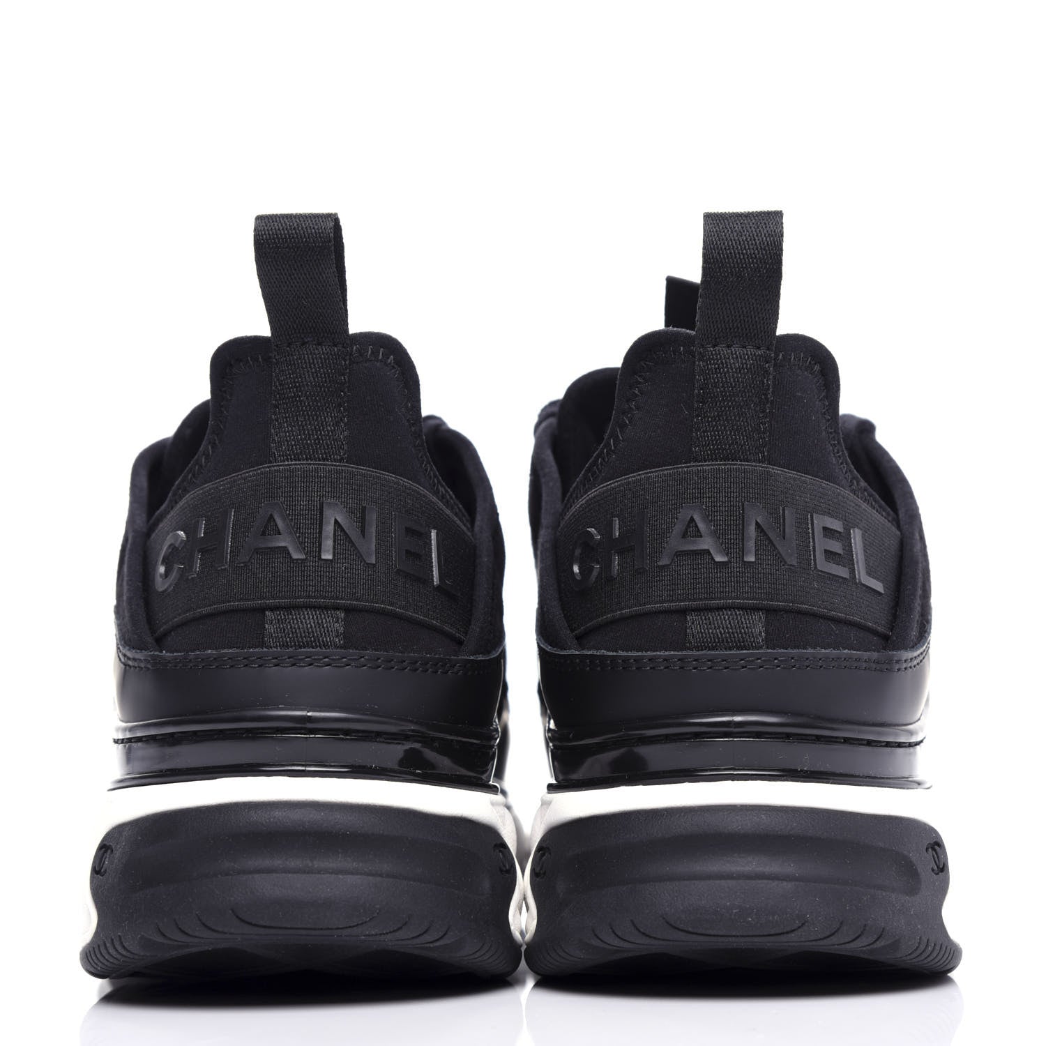 Chanel Velvet Calfskin Mixed Fibers CC Sneakers 40 Black 7 of 10