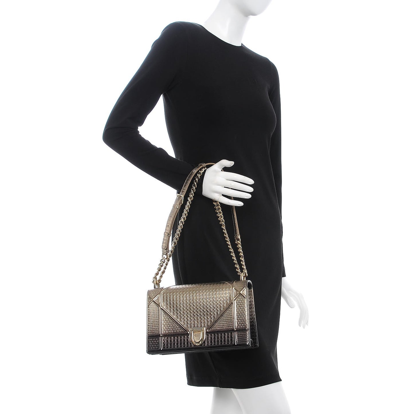 Metallic Patent Micro-Cannage Gradient Medium Diorama Flap Bag Bronze Gold