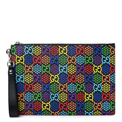 Gucci GG Supreme Monogram Psychedelic Zip Wristlet Pouch Black Multicolor 1 of 9