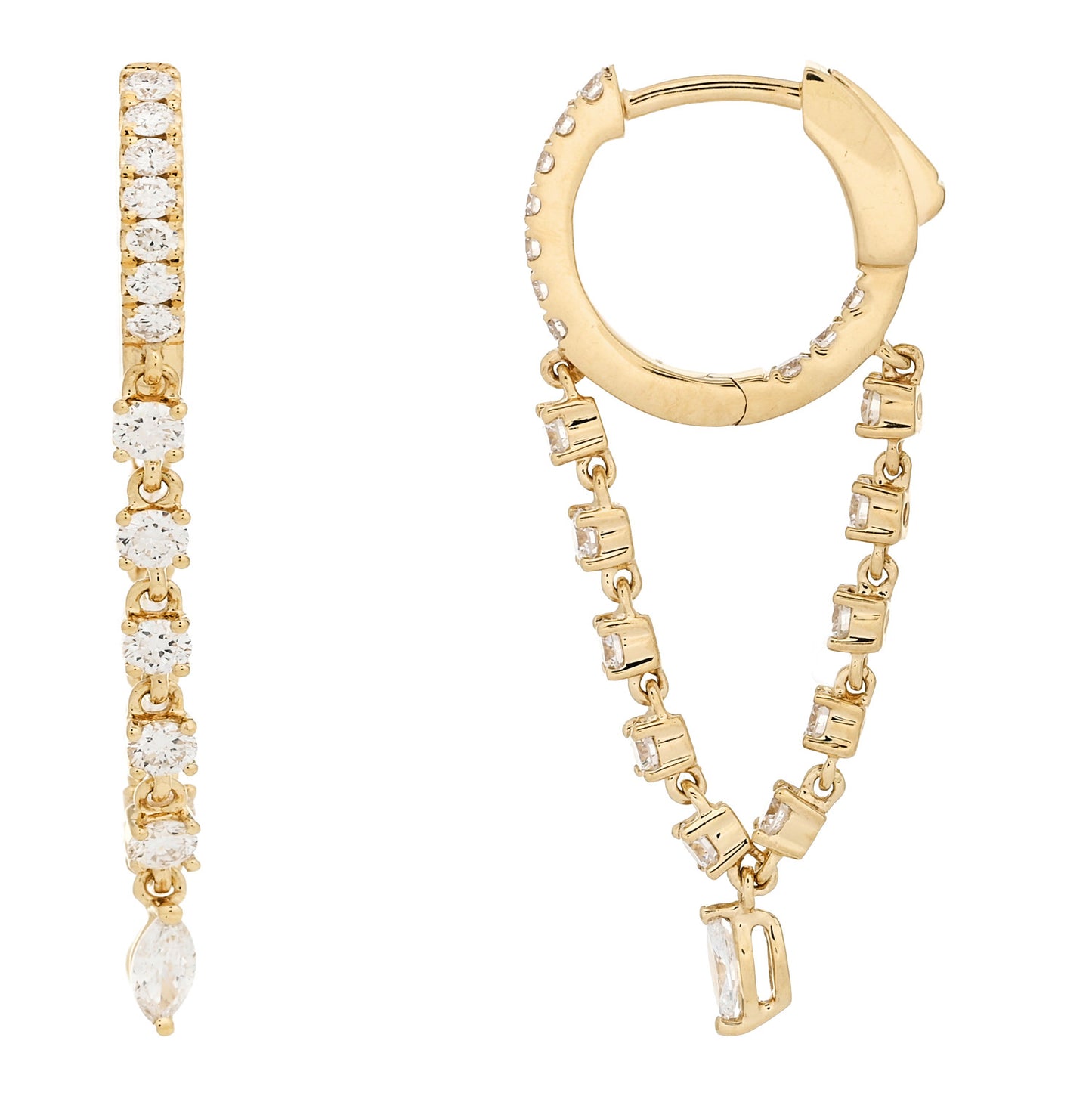 18K Yellow Gold Diamond Sienna Huggies Earrings