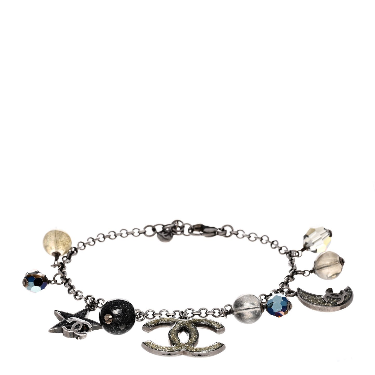 Glitter Resin CC Moon Star Bracelet Silver