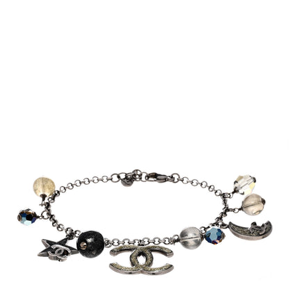 Chanel Glitter Resin CC Moon Star Bracelet Silver 1 of 4