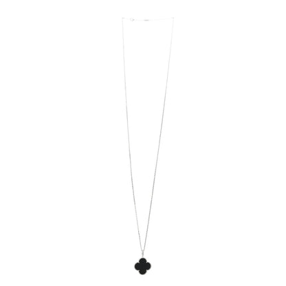 Van Cleef & Arpels 18K White Gold Black Onyx Magic Alhambra Pendant Necklace 4 of 6