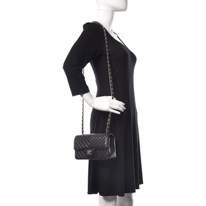 Chanel Lambskin Chevron Quilted Mini Rectangular Flap Black 2 of 10