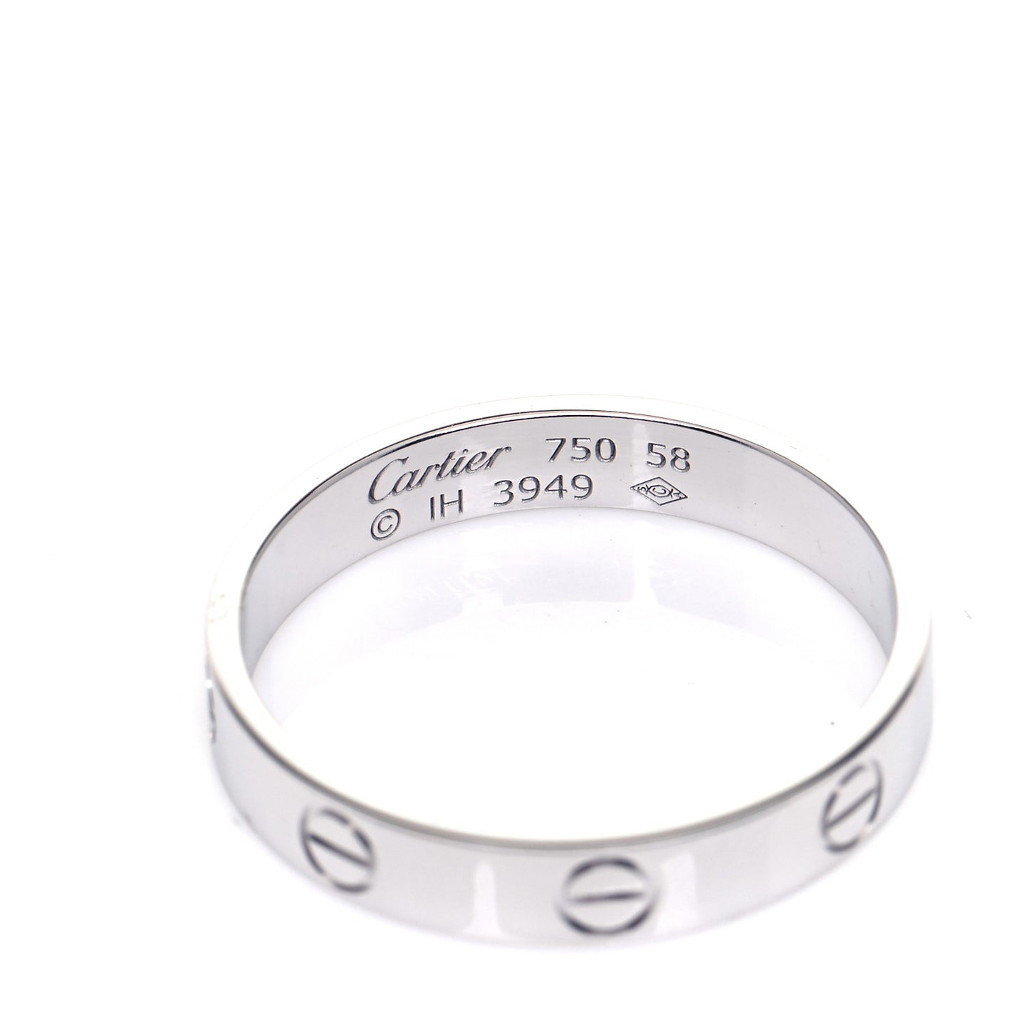 18K White Gold 3.5mm LOVE Wedding Band Ring 58 8.25