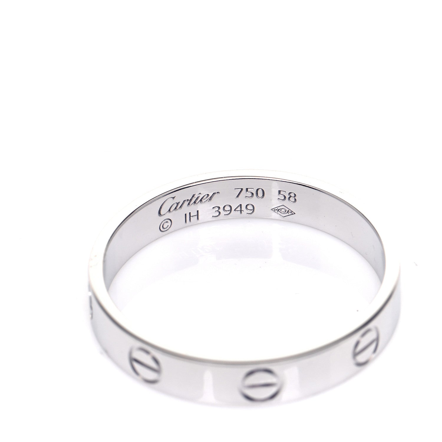 Cartier 18K White Gold 3.5mm LOVE Wedding Band Ring 58 8.25 11 of 11