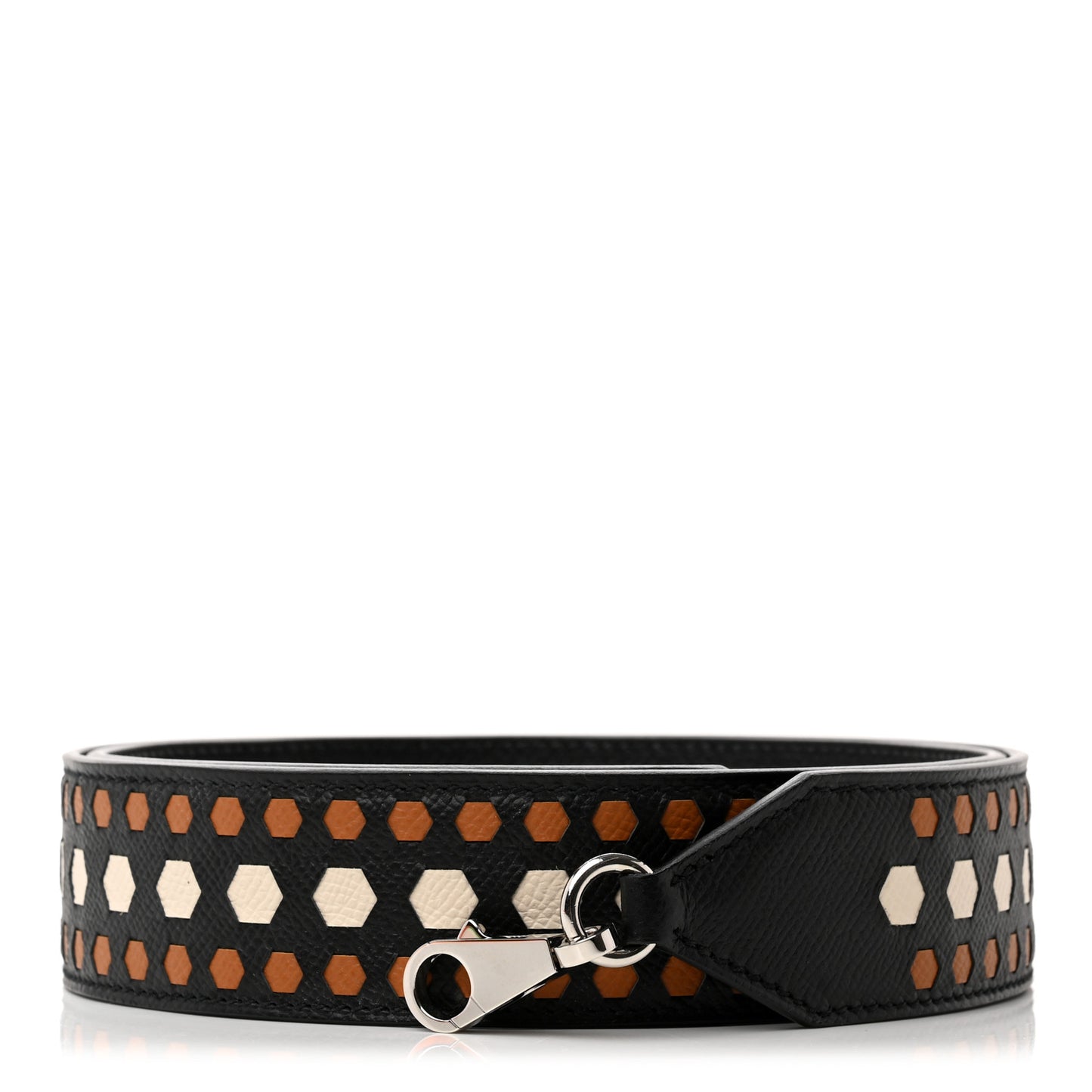 Epsom 40mm Hexagone Tressage Shoulder Strap Black Craie Gold