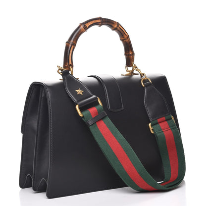 Gucci Calfskin Bamboo Web Large Dionysus Top Handle Bag Black Bright Evergreen Hibiscus Red 5 of 11