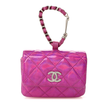 Chanel Patent Lambskin Quilted CC Hook Card Holder Pink 1 of 9