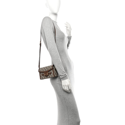 Gucci GG Supreme Monogram Mini Horsebit 1955 Shoulder Bag Beige Brown Sugar 3 of 10