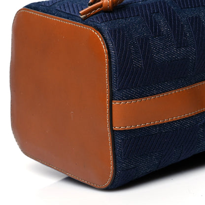 Fendi Denim Vitello King F is Fendi FF Embroidered Mini Mon Tresor Bucket Bag Blue Cuoio 9 of 10