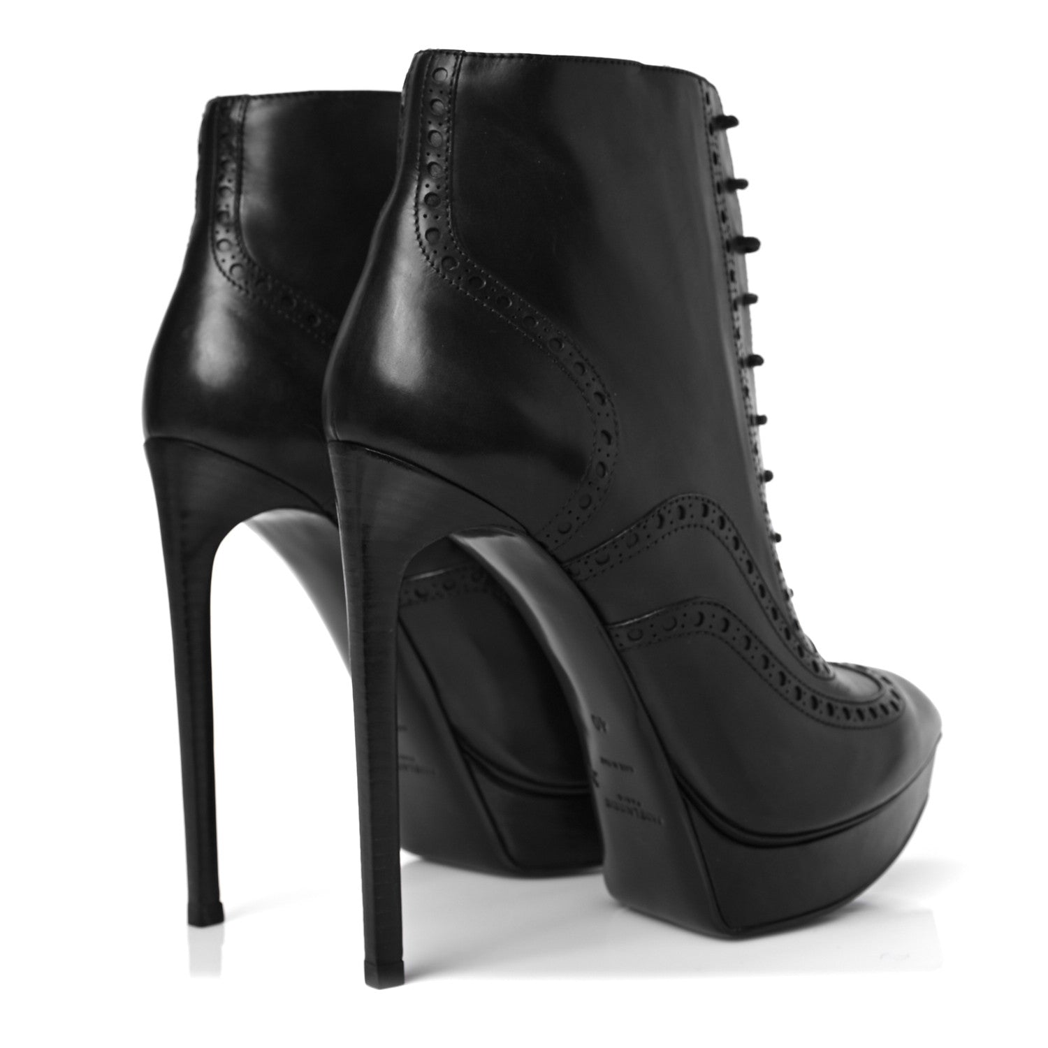 Saint Laurent Nappa Tribtoo 105 Lace Up Booties 40 Black 4 of 7