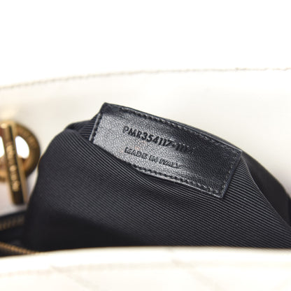 Saint Laurent Grain De Poudre Matelasse Chevron Monogram Shopping Bag White 7 of 20