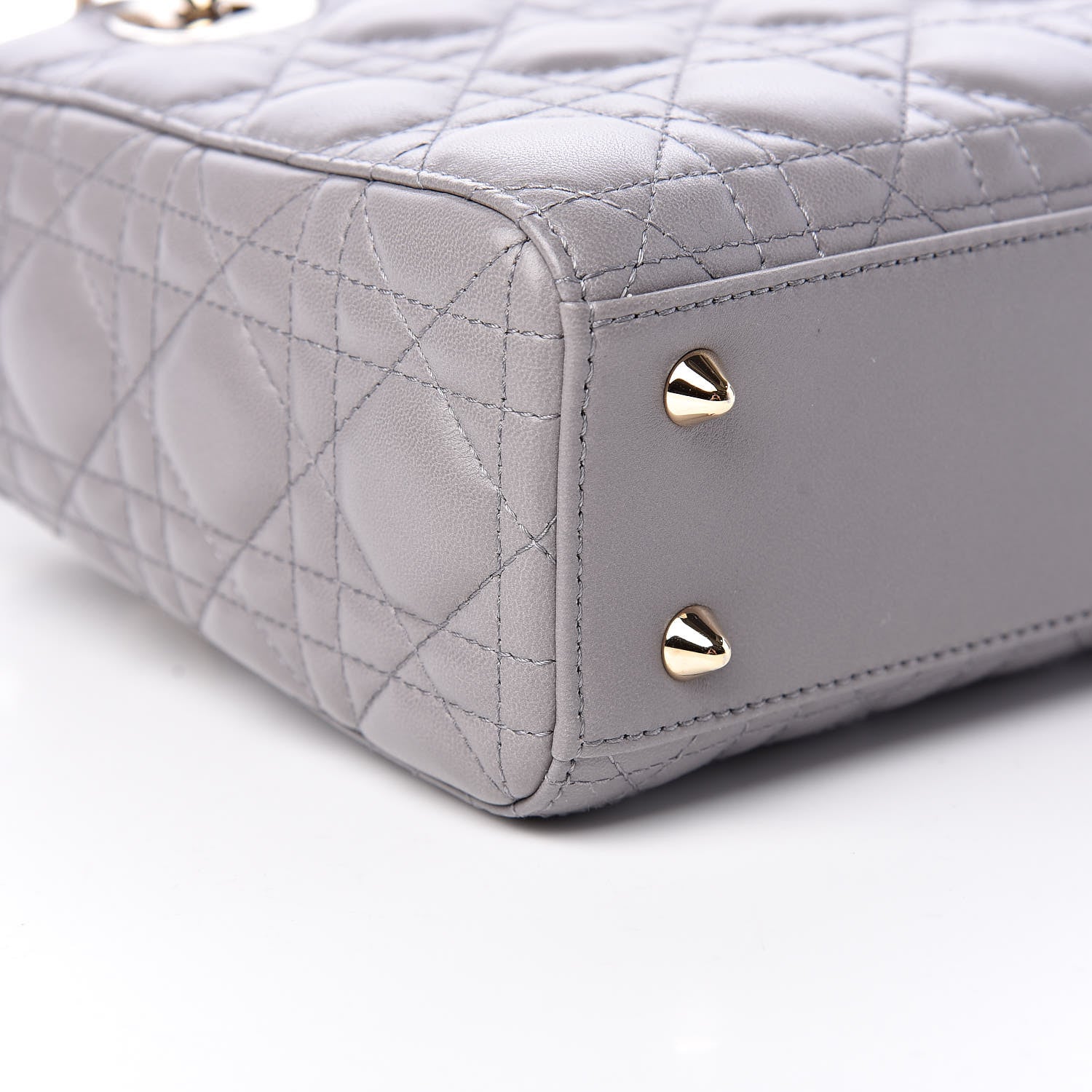 Christian Dior Lambskin Cannage Small My Lady Dior Gris 8 of 9