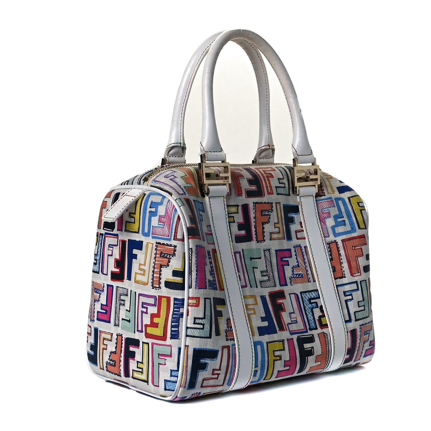 Fendi Zucca Spalmati Vitello FF Multicolor Forever Boston Multicolor White 2 of 8